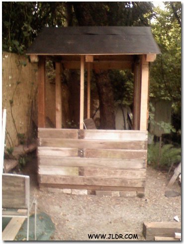Side view as the Outhouse was being reconstructed