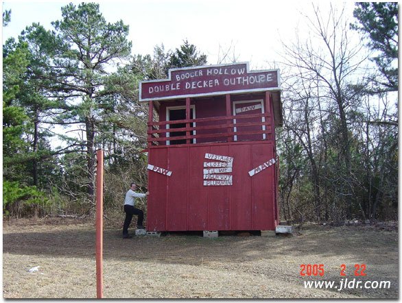 The 2-Story Outhouse at Booger Hollow Arkansas