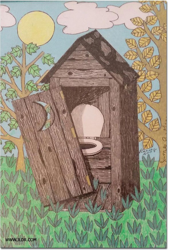 Nice drawing of an Outhouse using Jell Markers