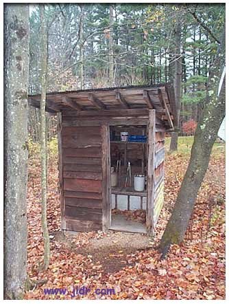 The original Lake George New York Outhouse now serving as a tool shed