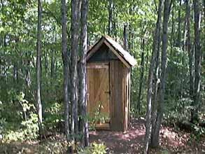 Front View of a Home-Built Outhouse in Quebec