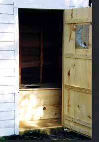 Inside view of the Haven's Homestead Outhouse